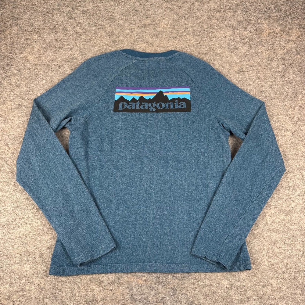 Patagonia P-6 Logo Sweatshirt Long Sleeve Organic Cotton Blue Mens XS - Picture 7 of 11